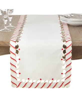 Saro Lifestyle Candy Cane Design Christmas Holiday Table Runner