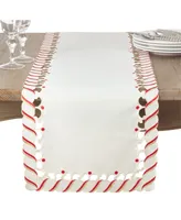 Saro Lifestyle Candy Cane Design Christmas Holiday Table Runner