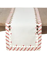 Saro Lifestyle Candy Cane Design Christmas Holiday Table Runner