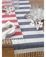 Saro Lifestyle Cotton Striped Tassel Runner