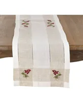 Saro Lifestyle Embroidered Table Runner with Grape Hemstitch Design