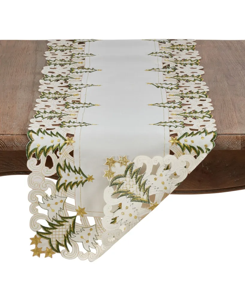 Saro Lifestyle Christmas Trees Holiday Table Runner, 16" x 68"