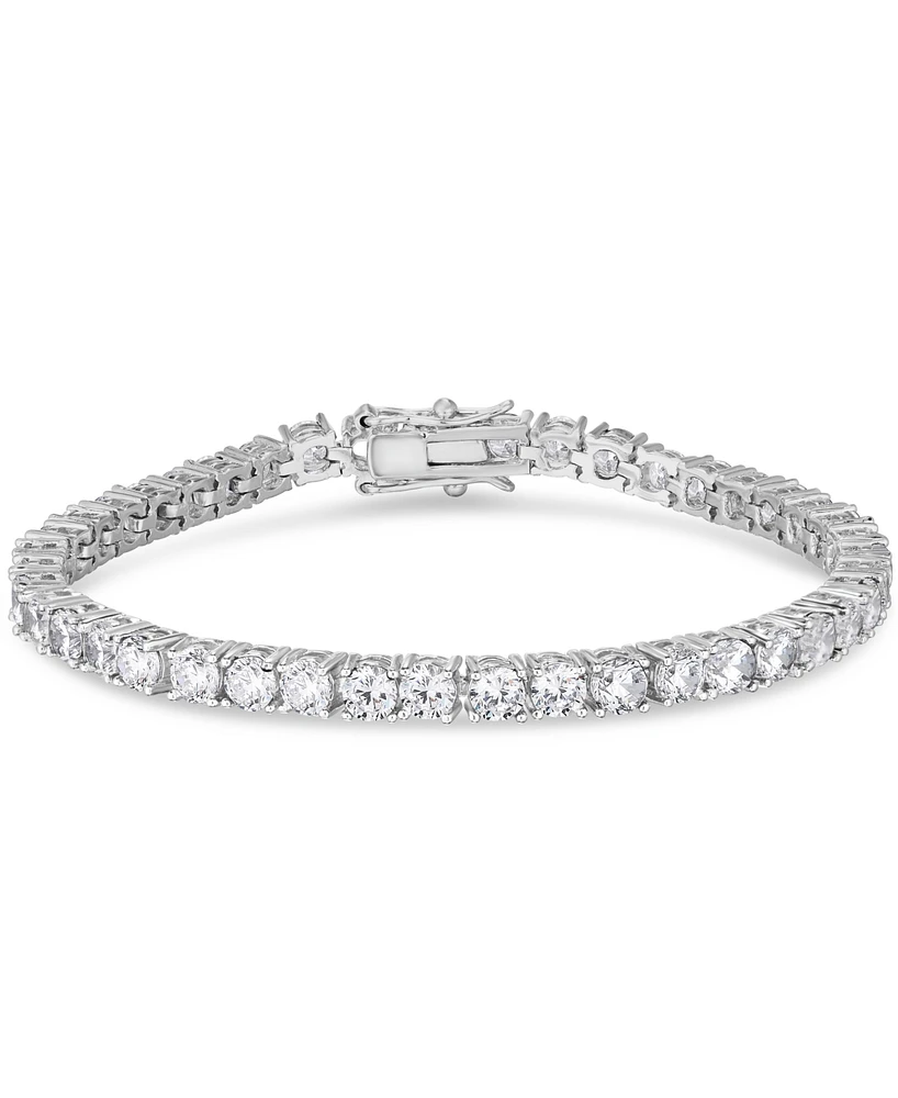 Simulated Cubic Zirconia Alternating Line Bracelet in Silver Plate