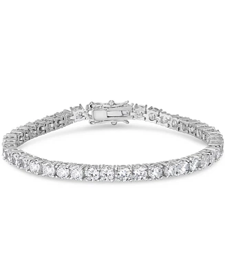 Simulated Cubic Zirconia Alternating Line Bracelet in Silver Plate