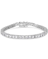 Simulated Cubic Zirconia Alternating Line Bracelet in Silver Plate