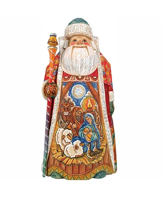 G.DeBrekht Woodcarved and Hand Painted Away In The Manger Santa Claus Figurine