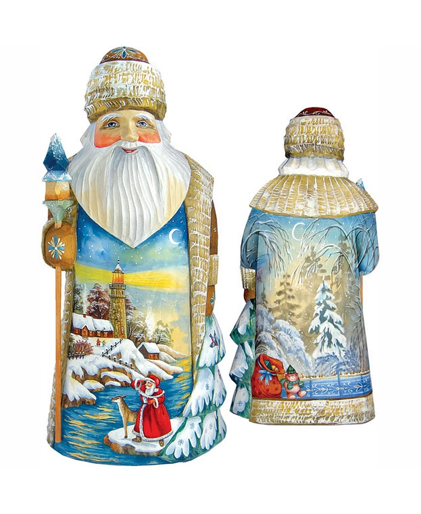 G.DeBrekht Woodcarved Winter Santa Figurine