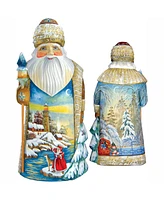 G.DeBrekht Woodcarved Winter Santa Figurine