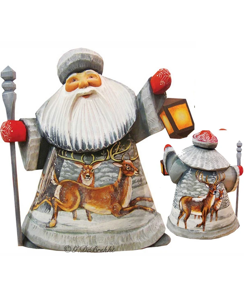 G.DeBrekht Woodcarved and Hand Painted Santa Playful Elks Figurine