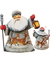 G.DeBrekht Woodcarved and Hand Painted Santa Playful Elks Figurine