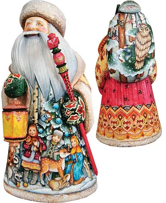 G.DeBrekht Woodcarved and Hand Painted Lighting The Way Santa Claus Figurine