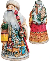 G.DeBrekht Woodcarved and Hand Painted Lighting The Way Santa Claus Figurine