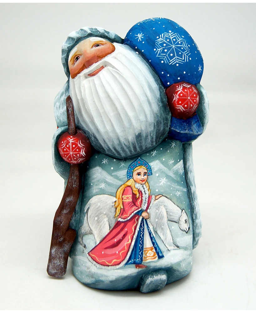 G.DeBrekht Woodcarved and Hand Painted Snow Maidens Friend Santa Figurine