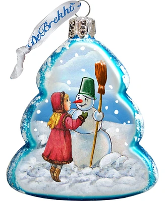 G.DeBrekht Playing Snowman Glass Ornament