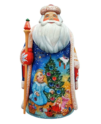 G.DeBrekht Woodcarved and Hand Painted Angelic Christmas Tree Santa Claus Figurine