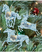 Designocracy Christmas Horse and Deer Wooden Ornaments Wall Decor, Set of 3