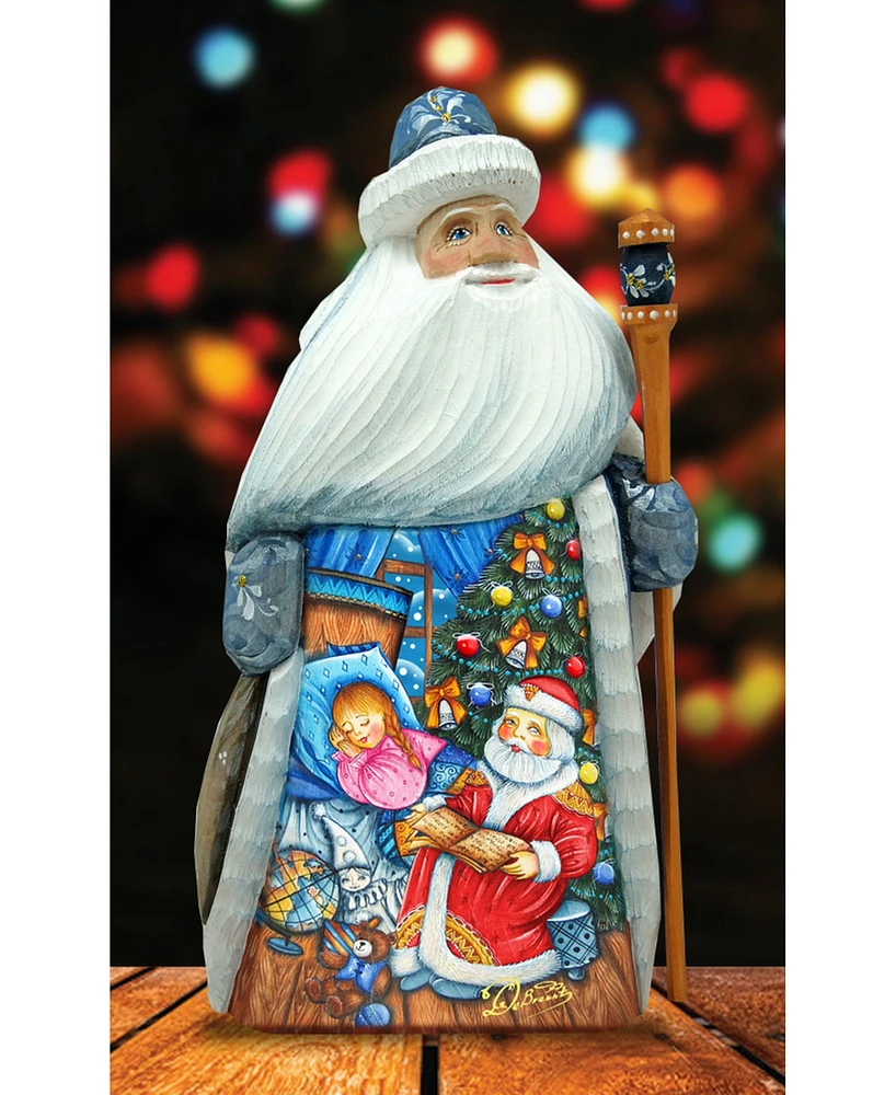 G.DeBrekht Woodcarved and Hand Painted Santa Christmas Story Santa Figurine