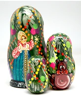 G.DeBrekht Christmas Tree and Snowmaiden 3-Piece Russian Matryoshka Nested Dolls Set