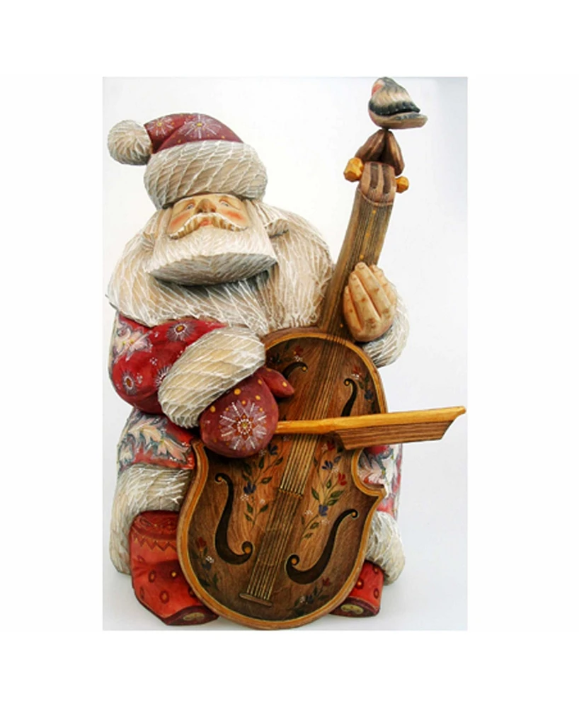 G.DeBrekht Woodcarved and Hand Painted Jolly Orchestra Santa Claus Figurine