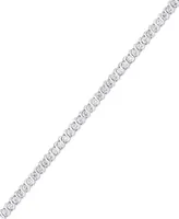 Cubic Zirconia "S" Link Line Bracelet in Silver Plate