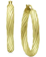 Giani Bernini Medium Twist Tube Hoop Earrings in 18k Gold-Plated Sterling Silver, 1.1", Created for Macy's