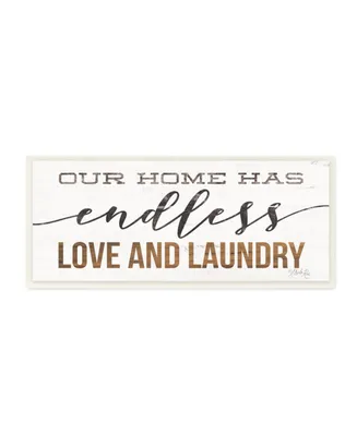 Stupell Industries Our Home Has Endless Love and Laundry Rustic White Wood Look Sign, 7" L x 17" H