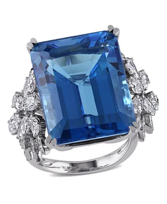 Blue Topaz (28 1/4 ct. t.w.) and Diamond (1 3/4 Ring 14k White Gold