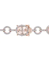 Morganite (11 3/4 ct. t.w.) and Diamond (1 1/2 ct. t.w.) Link Bracelet in 14k Rose Gold