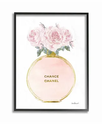 Stupell Industries Home Decor Collection Round Perfume Bottle with Roses Framed Giclee Art 11" L x 1.5" W x 14" H