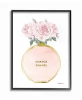 Stupell Industries Home Decor Collection Round Perfume Bottle with Roses Framed Giclee Art 11" L x 1.5" W x 14" H