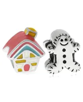 Rhona Sutton 4 Kids Children's Enamel House Gingerbread Man Bead Charms - Set of 2 in Sterling Silver