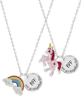 Rhona Sutton 4 Kids Children's Rainbow Unicorn Best Friends Two Piece Necklace Set in Sterling Silver