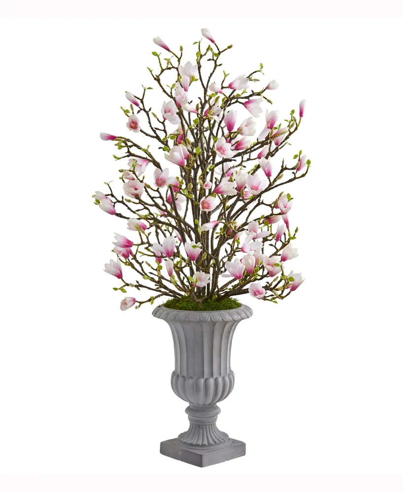 Nearly Natural 46in. Magnolia Artificial Arrangement in Decorative Urn