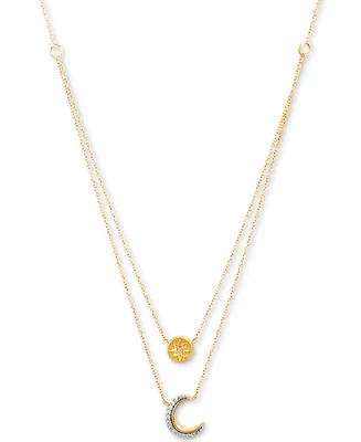 Diamond Star & Moon Layered Pendant Necklace (1/20 ct. t.w.) in 14k Gold