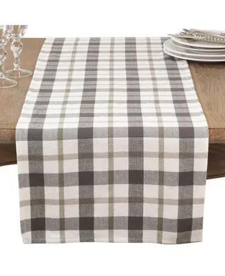 Saro Lifestyle Yuri Collection Classic Plaid Design Cotton Table Runner