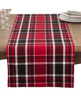 Saro Lifestyle Jarret Collection Classic Plaid Design Cotton Table Runner