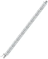 Cubic Zirconia Marquis Double Row Tennis Bracelet in Sterling Silver