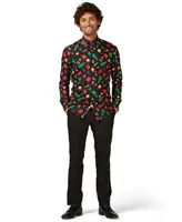 OppoSuits Men's Christmas Shirt - Festive Holiday Icons Button Up Dress Shirt - Slim Fit - Black - Long sleeve