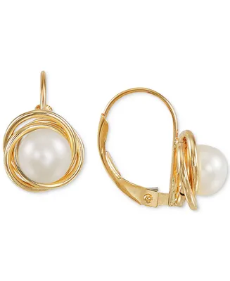 Cultured Freshwater Pearl (6mm) Leverback Earrings in 10k Gold