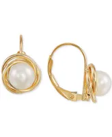 Cultured Freshwater Pearl (6mm) Leverback Earrings in 10k Gold