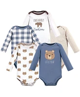 Hudson Baby Boys Cotton Long-Sleeve Bodysuits 5pk Bear, 6-9 Months