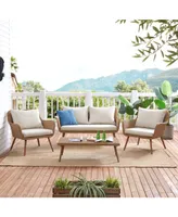 Crosley Landon 4 Piece Outdoor Wicker Conversation Set