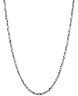 Rounded Box Link 22" Chain Necklace (2mm) Sterling Silver or 18k Gold-Plated Over