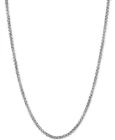 Rounded Box Link 22" Chain Necklace (2mm) Sterling Silver or 18k Gold-Plated Over