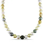 Multi-Color South Sea and Tahitian Pearl (9-11mm) 18" Strand Necklace Set in 14k Gold