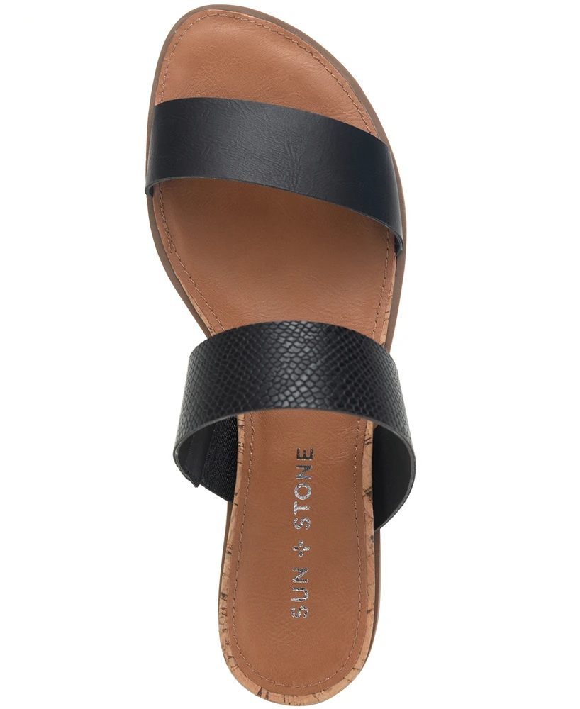 Sun + Stone Women's Easten Double Band Slide Flat Sandals, Created for Macy's
