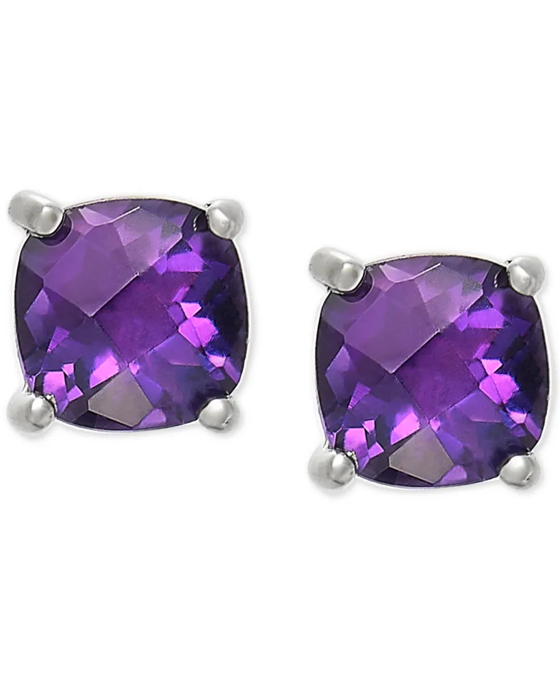 Amethyst Cushion Stud Earrings (1-1/5 ct. t.w.) in 14k White Gold