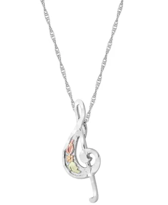 Treble Clef Pendant in Sterling Silver with 12k Rose and Green Gold