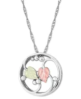 Circle Pendant 18" Necklace in Sterling Silver with 12K Rose and Green Gold