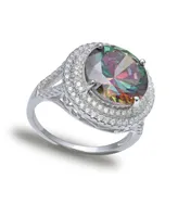 Multi Colored Cubic Zirconia Double Pave Row Ring (7-1/2 ct. t.w.) Sterling Silver